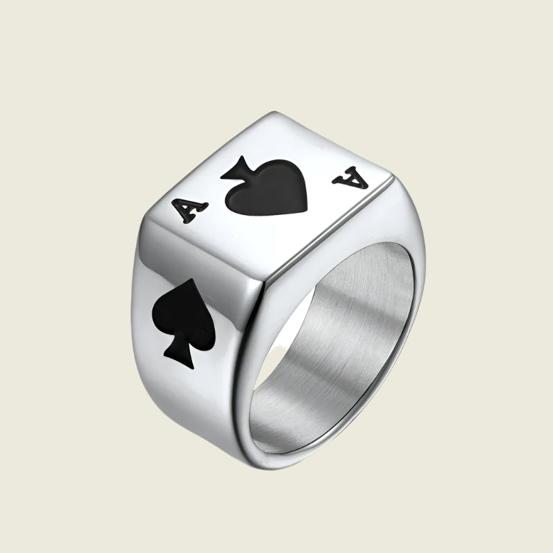 Titanium Retro Polished Poker Ring