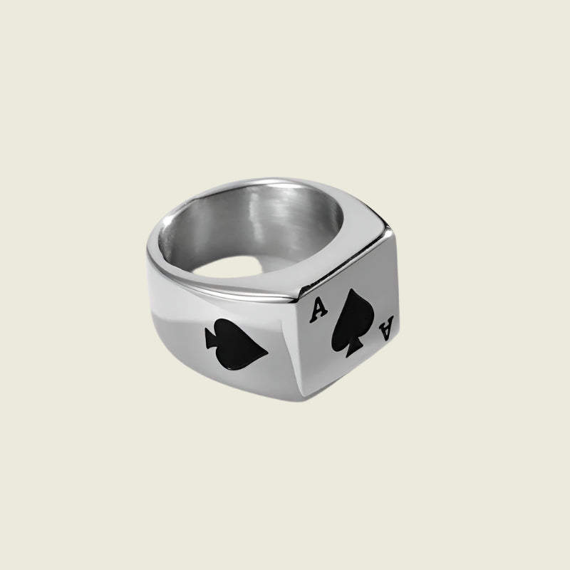 Titanium Retro Polished Poker Ring